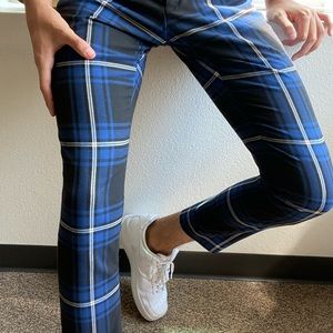 Royal Blue Plaid Chinos